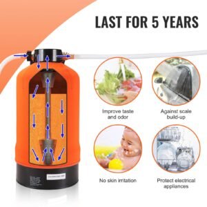 rv water softener, 16,000 grain portable water softener, with 3/4" brass fittings and 42" hose, soften hard water filter system for rvs, trailers, boats, mobile car washing, pressure washing