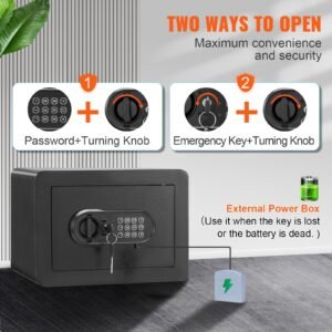 safe, 0.5 cubic feet home safe, steel security safe with digital keypad and 2 keys, wall mounted cabinet safe protect cash, gold, jewelry, documents for home, hotel, 13.8 x 9.8 x 9.8 inches