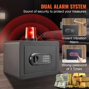 safe, 0.5 cubic feet home safe, steel security safe with digital keypad and 2 keys, wall mounted cabinet safe protect cash, gold, jewelry, documents for home, hotel, 13.8 x 9.8 x 9.8 inches