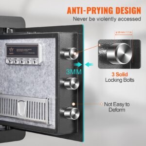 safe, 1.2 cubic feet home safe, steel security safe with digital keypad and 2 keys, cabinet safe with fire proof bag, protect cash, gold, jewelry, documents for home, hotel, 15.8x11.8x13.8 inche