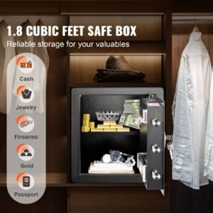 safe, 1.8 cubic feet home safe, steel security safe with digital keypad and 2 keys, cabinet safe with fire proof bag, protect cash, gold, jewelry, documents for home, hotel, 15.8x13x16.9 inches