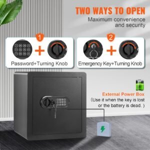 safe, 1.8 cubic feet home safe, steel security safe with digital keypad and 2 keys, cabinet safe with fire proof bag, protect cash, gold, jewelry, documents for home, hotel, 15.8x13x16.9 inches