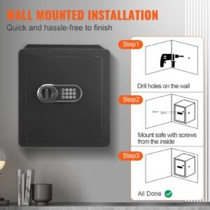 safe, 1.8 cubic feet home safe, steel security safe with digital keypad and 2 keys, cabinet safe with fire proof bag, protect cash, gold, jewelry, documents for home, hotel, 15.8x13x16.9 inches