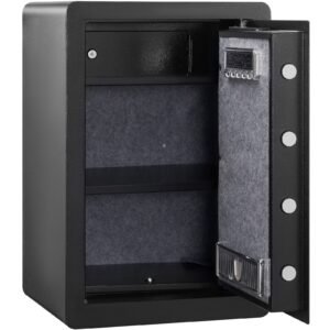 safe, 2.2 cubic feet home safe, steel security safe with fingerprint, digital keypad and 2 keys, cabinet safe with large fire proof bag, protect cash, gold, jewelry, documents, 15.8x13x23.6 inch
