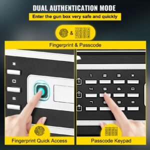 safe box, 0.8 cu.ft fingerprint safe box for money with 2 keys & digital keypad, q235 steel safe box for storing cash, jewelry, pistols, documents, watches in home & office & hotel