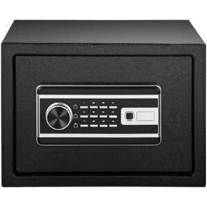 Safe Box, 0.8 CU.FT Fingerprint Safe Box for Money with 2 Keys & Digital Keypad, Q235 Steel Safe Box for Storing Cash, Jewelry, Pistols, Documents, Watches in Home & Office & Hotel