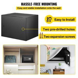 safe box, 0.8 cu.ft fingerprint safe box for money with 2 keys & digital keypad, q235 steel safe box for storing cash, jewelry, pistols, documents, watches in home & office & hotel