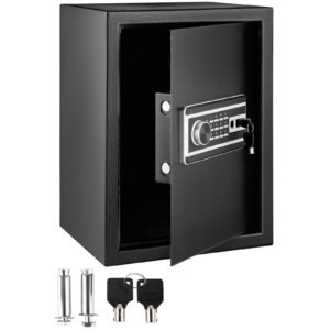 safe box, 2.1 cu.ft fingerprint safe box for money with 2 keys & digital keypad, q235 steel safe box for storing cash, jewelry, pistols, documents, watches in home & office & hotel