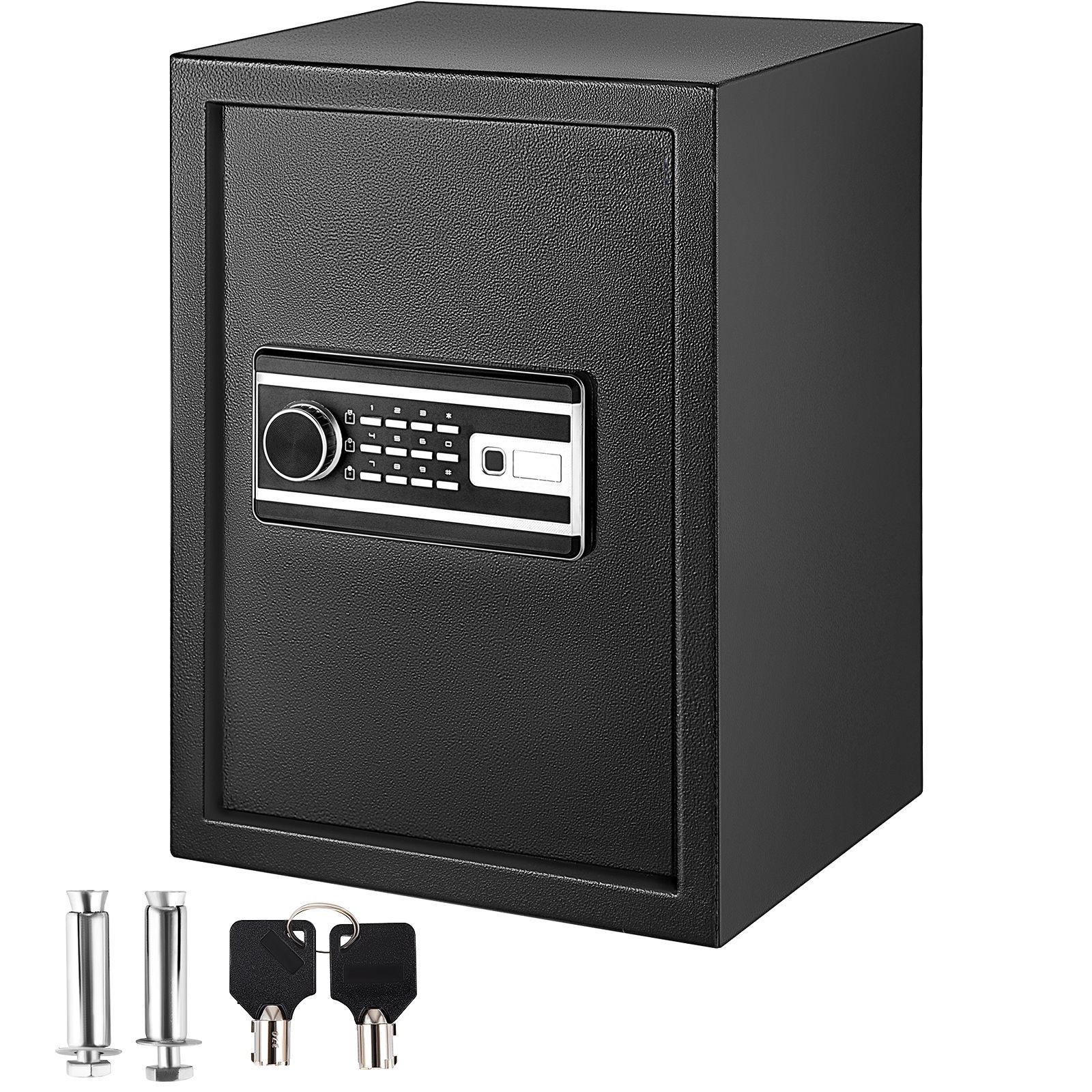 safe box, 2.1 cu.ft fingerprint safe box for money with 2 keys & digital keypad, q235 steel safe box for storing cash, jewelry, pistols, documents, watches in home & office & hotel