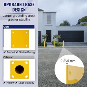 safety bollard, 42 inch height bollard post, 4.5 inch diameter steel pipe safety bollard post, yellow steel bollard, steel safety bollard with 8 anchor bolts, perfect for traffic sensitive area