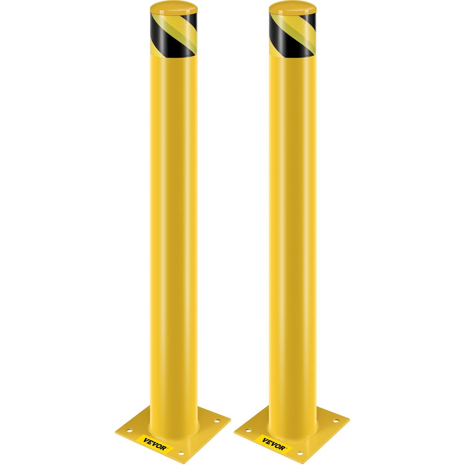 safety bollard, 42 inch height bollard post, 4.5 inch diameter steel pipe safety bollard post, yellow steel bollard, steel safety bollard with 8 anchor bolts, perfect for traffic sensitive area