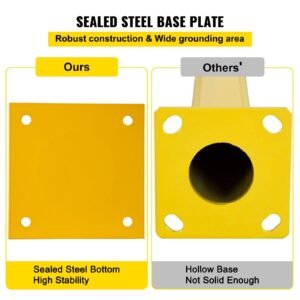 safety bollard, 42 inch height bollard post, 5.5 inch diameter steel pipe safety bollard post, yellow steel bollard, steel safety bollard with 8 anchor bolts, perfect for traffic sensitive area
