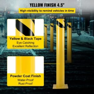 safety bollard 42"x4.5" safety barrier bollard 4 1/2" od 42" height yellow powder coat pipe steel safety barrier with 4 free anchor bolts for traffic sensitive area