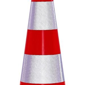 safety cones, 12 x 28" traffic cones, pvc orange construction cones, 2 reflective collars traffic cones with weighted base and hand held ring used for traffic control, driveway road parking