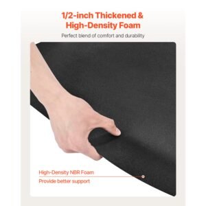 salon mat for hair stylist, 3 x 4 ft semi circle salon chair mat, 1/2 inch thickened anti fatigue barber shop floor mat with round cut out, easy to clean pvc surface & anti trip beveled edges