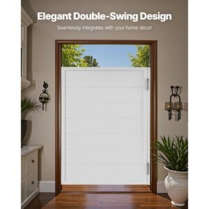 saloon doors, 32"w x 42" h single swinging cafe interior doors, square design premium pine wood, with hinges & hardware kit, easy to install, for hallway kitchen bar pub entrance, white