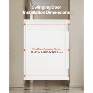 saloon doors, 32"w x 42" h single swinging cafe interior doors, square design premium pine wood, with hinges & hardware kit, easy to install, for hallway kitchen bar pub entrance, white