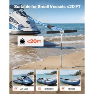 sand anchor, 18 in stainless steel beach anchor, screw in sand boat anchors with spiral blade, shallow water boat auger anchors, for securing jet ski pwc pontoon kayak on beaches and sandbars