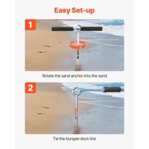 sand anchor, 18 in stainless steel beach anchor, screw in sand boat anchors with spiral blade, shallow water boat auger anchors, for securing jet ski pwc pontoon kayak on beaches and sandbars