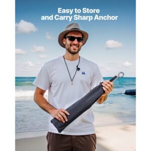sand anchor, 18 in stainless steel beach anchor, screw in sand boat anchors with spiral blade, shallow water boat auger anchors, for securing jet ski pwc pontoon kayak on beaches and sandbars