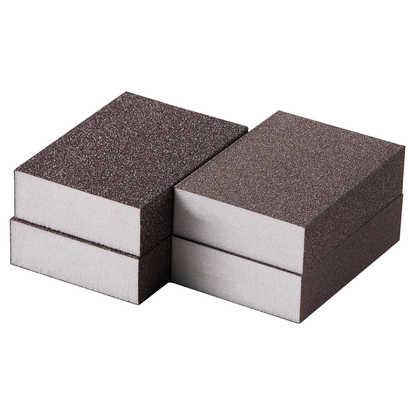 sanding sponge, 4 pcs, 60/80/120/220 grit assortment, washable and reusable sanding blocks for dry & wet use, coarse to fine sandpaper blocks, for polishing drywall wood plastic metal furniture