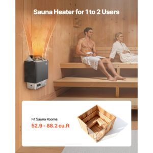 sauna heater, 2kw ac 120v electric sauna stove, dry steam bath saunas stove with pre drilled bracket, fit 52.9 to 88.2 cu.ft saunas rooms, steam bath stoves for home, commercial, leisure venues
