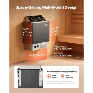 sauna heater, 2kw ac 120v electric sauna stove, dry steam bath saunas stove with pre drilled bracket, fit 52.9 to 88.2 cu.ft saunas rooms, steam bath stoves for home, commercial, leisure venues