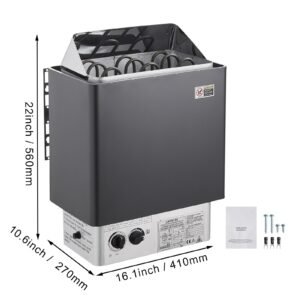 sauna heater, 4.5kw 220v electric sauna stove, steam bath sauna heater with built in controls, 3h timer and adjustable temp for max. 105 210 cubic feet, home hotel shower use, fcc certification