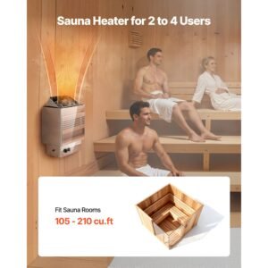sauna heater, 4.5kw 240v electric sauna stove, dry steam bath saunas stove with pre drilled bracket, fit 105 to 210 cu.ft saunas rooms, steam bath stoves for home, commercial, leisure venues