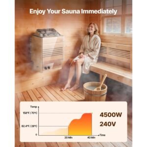 Sauna Heater, 4.5KW 240V Electric Sauna Stove, Dry Steam Bath Saunas Stove with Pre-Drilled Bracket, Fit 105 to 210 CU.FT Saunas Rooms, Steam Bath Stoves for Home, Commercial, Leisure Venues