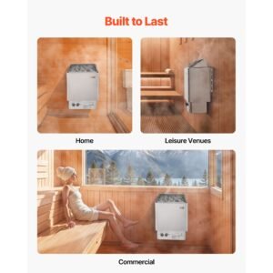 sauna heater, 4.5kw 240v electric sauna stove, dry steam bath saunas stove with pre drilled bracket, fit 105 to 210 cu.ft saunas rooms, steam bath stoves for home, commercial, leisure venues