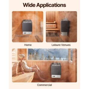 sauna heater, 6kw 220v electric sauna stove, steam bath sauna heater with built in controls, 3h timer and adjustable temp for max. 176 318 cubic feet, home hotel spa shower use