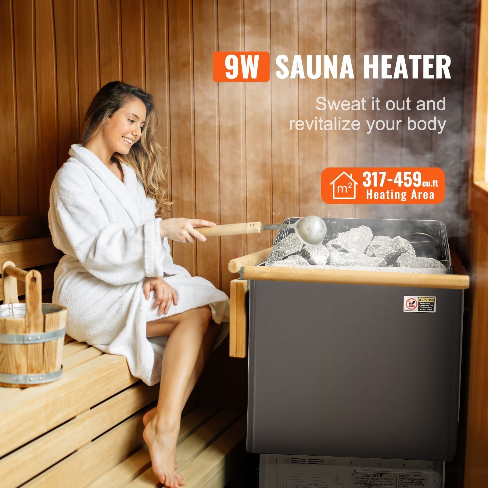sauna heater, 9kw 220v electric sauna stove, steam bath sauna heater with external digital controller, 3h timer and adjustable temp for max. 317 459 cubic feet, home hotel spa shower use