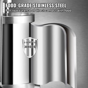 sausage stuffer, 2.5lbs/1.5l capacity, 304 stainless steel vertical sausage stuffer, sausage filling machine with 3 stuffing tubes, suction base and manual crank for household or commercial use