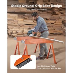 saw horses, 2 pack folding work horses, 1323 lbs load capacity sawhorse with heavy duty legs, all metal portable saw horse with non slip foot pads, for woodworking, carpenters & contractors