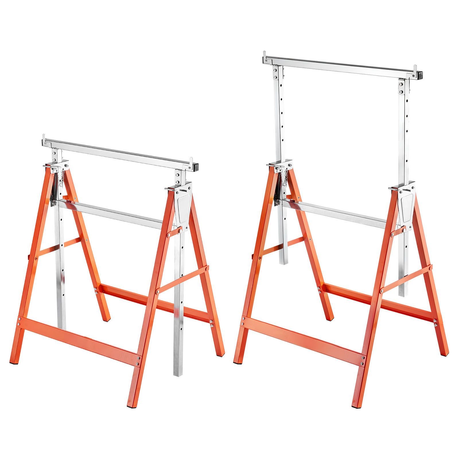 saw horses, 2 pack folding work horses, 440 lbs load capacity sawhorse with heavy duty legs, adjustable height saw horse with non slip foot pads, for woodworking, carpenters & contractors
