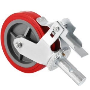 scaffolding wheels set of 4, 8" scaffolding casters heavy duty, 3200 lbs per set locking stem casters with brake, red polyurethane replacement for scaffold, shelves, workbench