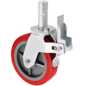 scaffolding wheels set of 4, 8" scaffolding casters heavy duty, 3200 lbs per set locking stem casters with brake, red polyurethane replacement for scaffold, shelves, workbench