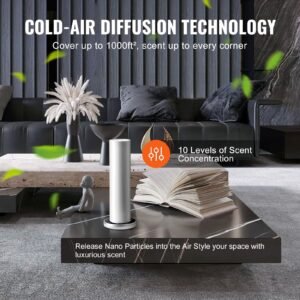 scent air machine for home, 120ml bluetooth smart cold air diffuser, 1000sq.ft waterless essential oil scent air diffuser, floor standing aromatherapy machine for spa, yoga, home, office, hotel