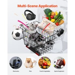 scooter rear basket, heavy duty metal wire basket with handle, spacious cargo basket, works with 1 inch receiver, compatible with most golden, drive & pride mobility scooter