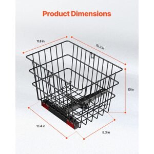 scooter rear basket, heavy duty metal wire basket with handle, spacious cargo basket, works with 1 inch receiver, compatible with most golden, drive & pride mobility scooter