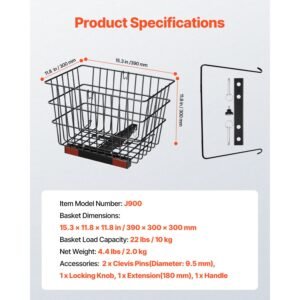 scooter rear basket, heavy duty metal wire basket with handle, spacious cargo basket, works with 1 inch receiver, compatible with most golden, drive & pride mobility scooter