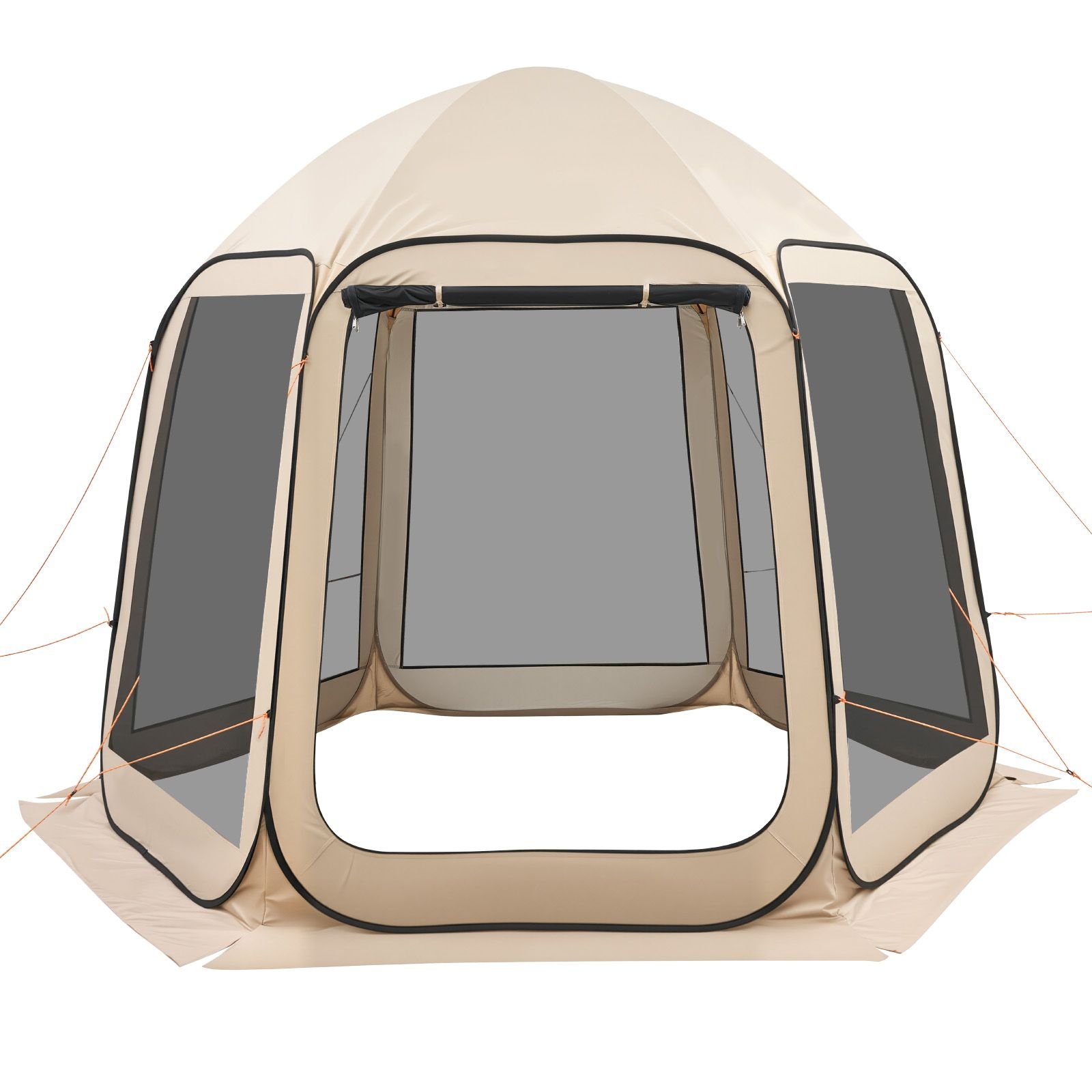 screen house tent, 10 x 9.2 ft, 4 8 person pop up screen tent, portable screened in canopy with carry bag, netting sides, ground stakes, for garden, patio, backyard, outdoor activities, beige
