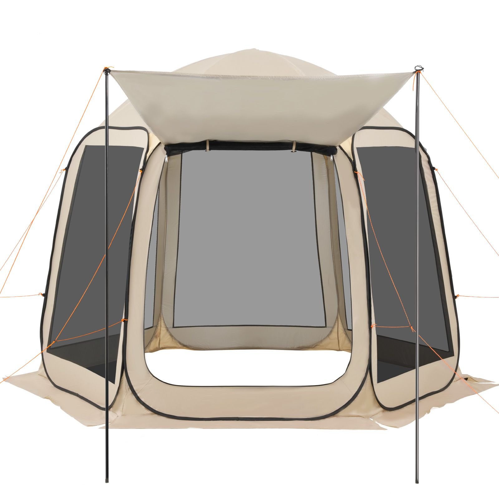 screen house tent, 10 x 9.2 ft, 4 8 person pop up screen tent with extended awning, portable screened in canopy with carry bag, netting sides, for patio, backyard, and outdoor activities, beige