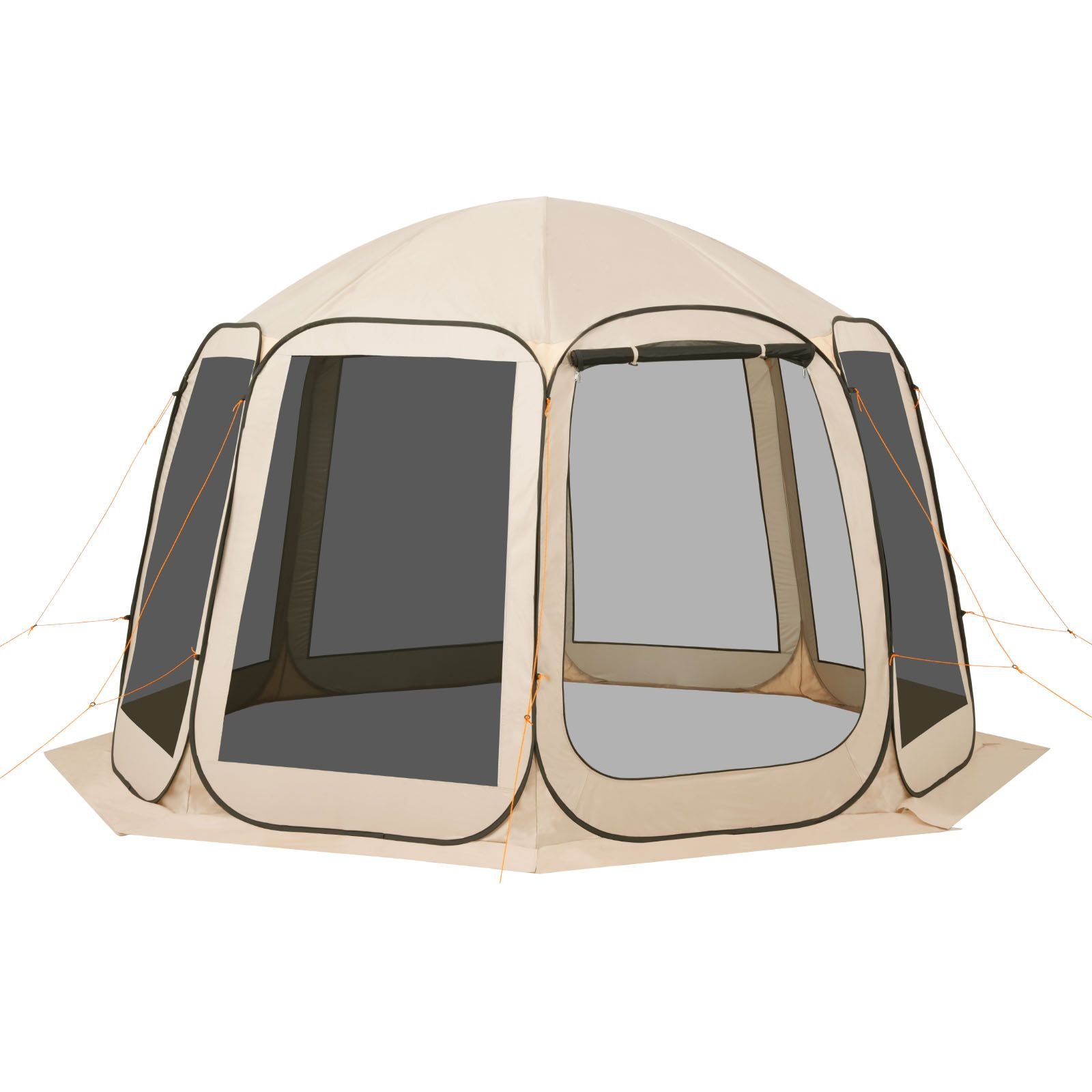 screen house tent, 12 x 11 ft, 10 12 person pop up screen tent, portable screened in canopy with carry bag, netting sides, ground stakes, for garden, patio, backyard, outdoor activities, beige