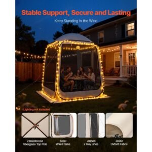 screen house tent, 6 x 6 ft, 4 6 person pop up screen tent, portable screened in canopy with carry bag, netting sides, ground stakes, for garden, patio, backyard, and outdoor activities, beige