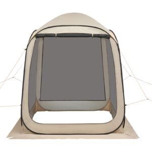 screen house tent, 6 x 6 ft, 4 6 person pop up screen tent, portable screened in canopy with carry bag, netting sides, ground stakes, for garden, patio, backyard, and outdoor activities, beige