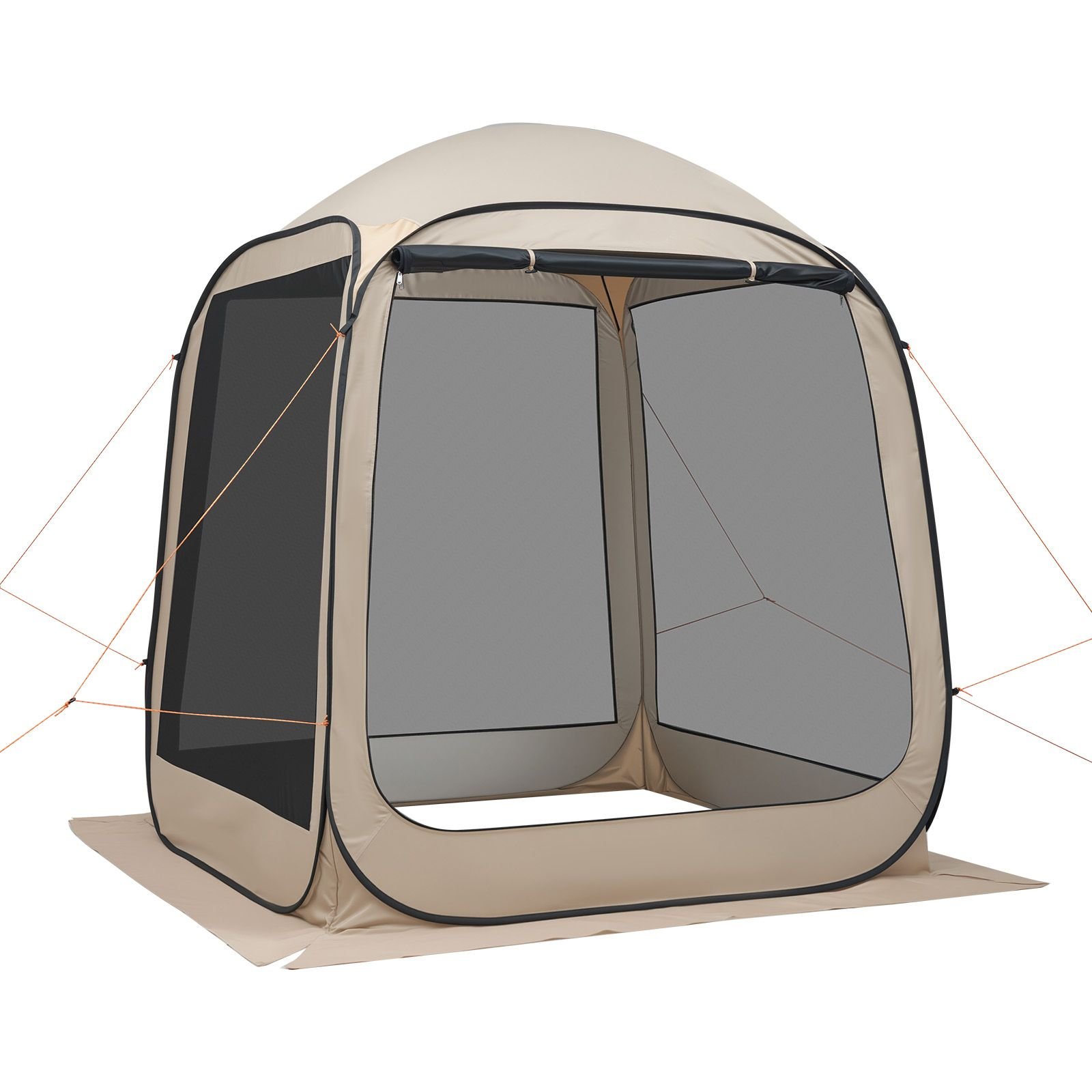 screen house tent, 6 x 6 ft, 4 6 person pop up screen tent, portable screened in canopy with carry bag, netting sides, ground stakes, for garden, patio, backyard, and outdoor activities, beige