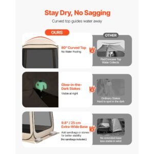 screen house tent, 6 x 6 ft, 4 6 person pop up suv tailgate tent, portable screened in canopy with carry bag, netting sides, for car camping, garden, patio, backyard, outdoor activities, beige