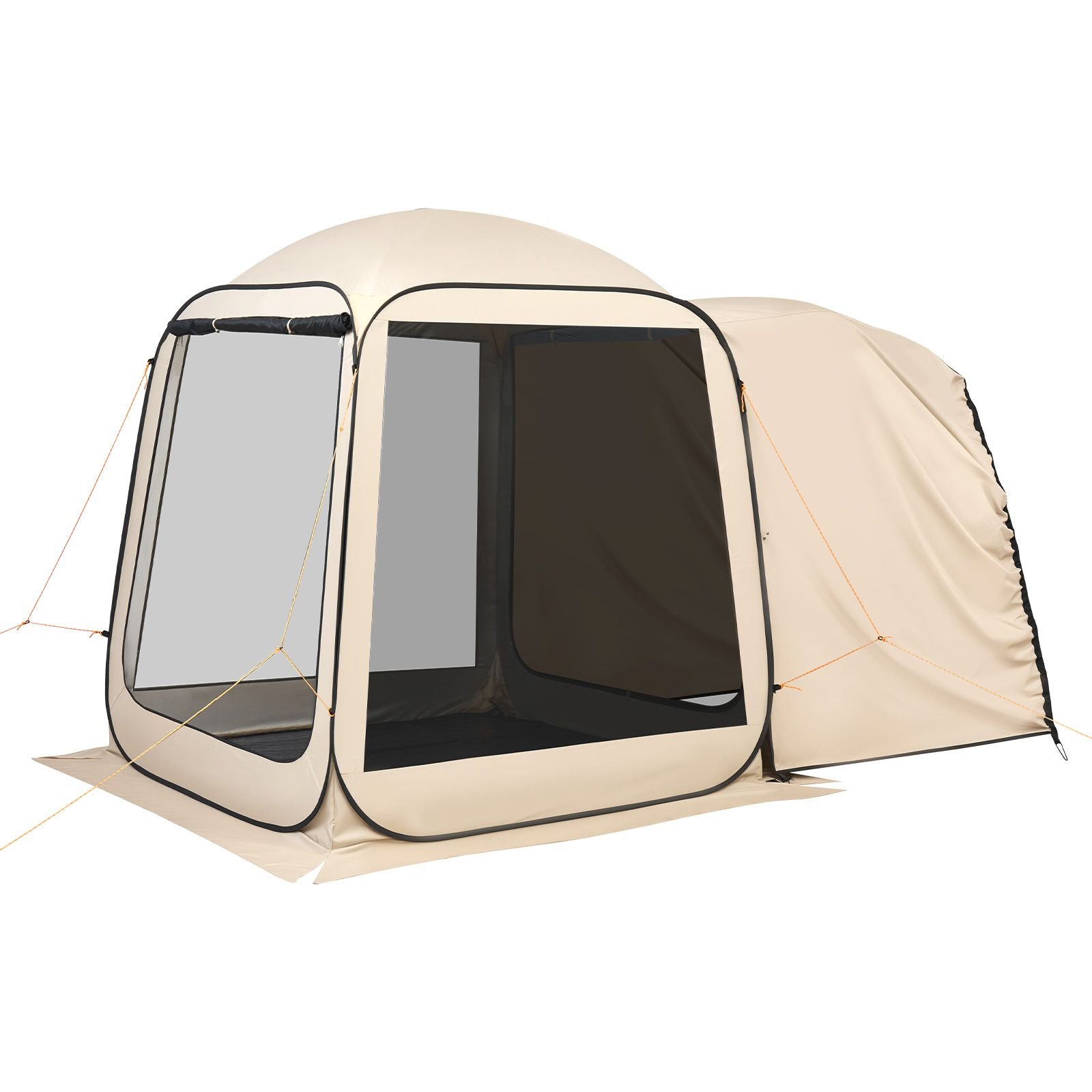screen house tent, 6 x 6 ft, 4 6 person pop up suv tailgate tent, portable screened in canopy with carry bag, netting sides, for car camping, garden, patio, backyard, outdoor activities, beige